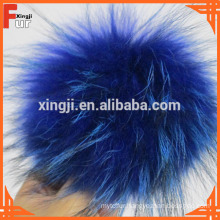 Navy Blue Raccoon Fur Pom Poms